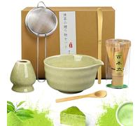 Matcha kit 6 Pezzi - Set di Matcha per Cerimonia Giapponese - Set Accessori Cerimonia Tè Matcha,Portafrusta, ideale per la cerimonia del tè o come regalo （Matcha verde）