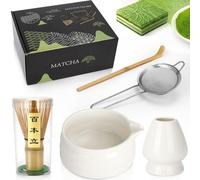 Matcha Kit Bianco FoiiLiio 5 Pezzi matcha Bowl con Beccuccio per Preparare la Colazione/Latte