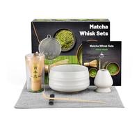 Matcha Kit Japanese Tea Set(7 pezzi), Frusta matcha, Paletta tradizionale, Ciotola per matcha, Supporto per frusta in ceramica, Ottimo regalo per amici e colleghi -Bianco opaco
