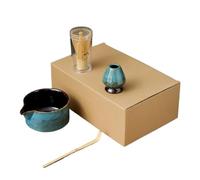Matcha Kit Set da 7/4 pezzi for Matcha, fatto a mano, facile da pulire, ciotola, frusta, cucchiaino, set da tè, accessori for la preparazione del tè, cerimonia(4pcs blue)