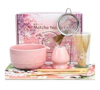 Matcha Kit - Set Di 8 Pezzi Macha Tea Kit, Matcha Whisk Set, Matcha Bowl Con Beccuccio, Portafrusta, Con Matcha Cucchiaino, per Gli Appassionati di Matcha Regalo Del Compleanno E Natale(Rosa)