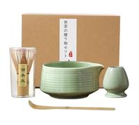 Matcha Kit - Tè Matcha Kit 4 Pezzi, Frusta Tè Matcha, Ciotola Tè Matcha, Supporto Chasen e Cucchiaio Matcha - Kit Matcha per la Cerimonia del Tè - Ideale per Casa, Ufficio e Regalo