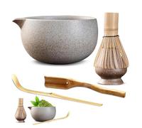 Matcha Kit, WDKXCN 5 Pezzi Matcha Set, Kit Matcha Tea con Ciotola Matcha, Frusta Matcha, Supporto per Frusta Matcha, Cucchiaio Tradizionale, Cucchiaino, Set Matcha per Gli Amanti del tè