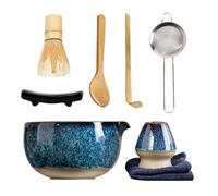 Matcha Making Set, Ceremonial Tea Whisk, Traditional Equipment with Bowl and Spoon, Crafted Ritual Kit for Preparation, Morning, Wellness, Tea Practice, 5,47 x 2,48 Inches