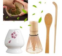 Matcha Set da tè 4 pezzi: Matcha Scopa Set con Frusta Matcha, Ciotola in Ceramica Matcha, 2 Cucchiai Matcha, Tradizionale Giapponese Matcha Accessori Matcha Set