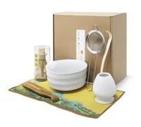 Matcha, set da tè matcha, set di scope matcha, con frusta, porta scopa, ciotola in ceramica, 2 cucchiaini da tè - accessorio giapponese per la cerimonia matcha, perfetto per la preparazione