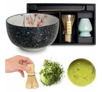Matcha Set di 4 ciotole originali giapponesi con scopa e cucchiaio, Edo Giappone, confezione regalo con scopa Matcha, Chasen, Matchabesen, Matchabesen, Cucchiaio di bambù Matcha Chashaku