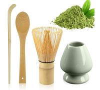 Matcha Set di 4 scope TOATELU Matchabesen Set 4 (100 setole), frusta Matcha con 2 cucchiai Matcha, supporto per cerimonia tradizionale del tè giapponese, JKP983