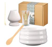 Matcha Set di 5 scope Matcha, in bambù, set da 5 pezzi, frusta matcha, matcha, cerimonia del tè con matcha e setole per matcha (bianco)