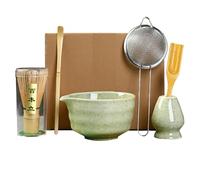 Matcha - Set di 6 scope per matcha, con whisky Matcha, Broom, ciotola per matcha, ciotola per matcha, supporto per scopa, in bambù, set perfetto per matcha