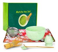 Matcha Set di 7 scope Matcha con ciotola in ceramica, frusta in bambù, frusta in bambù, cucchiaino da tè, porta cucchiaio in ceramica, colino e accessori, perfetto per gli amanti del matcha