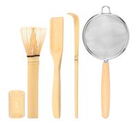 Matcha - Set di 7 scope per matcha, in bambù, elegante paletta in bambù, porta fruste, set di scope per principianti (colore legno)