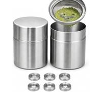 Matcha - Set di contenitori in acciaio inox con setaccio per polvere e contenitore, con anelli agitatori, setaccio fine a 40 maglie per latte matcha e tea station