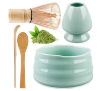Matcha, set di scope matcha, con frusta matcha, porta scopa, ciotola matcha, ciotola in ceramica, 2 cucchiaini, accessori giapponesi per la cerimonia matcha, set perfetto per la preparazione