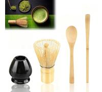 Matcha Set - Matcha Kit - Set Tè Matcha 4 Pezzi, Frusta Matcha, Ciotola Matcha, Supporto Chasen e Cucchiaio Matcha - Set Matcha per la Cerimonia del Tè (Nero (senza ciotola))