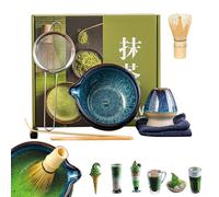 Matcha Set, Whisk and Holder, Traditional Tea Ceremony Tools for Morning Ritual, Meditation, Preparation for Wellness Seekers & Matcha Lovers, Blue, Purple, & Blue-Purple