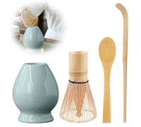 Matcha Tea Set 4 pezzi: Matcha Scopa Set con Frusta Matcha, Ciotola in Ceramica Matcha, 2 Cucchiai Matcha, Tradizionale Giapponese Matcha Accessori Matcha Set (2)