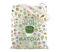 Matcha Tote Bag Matcha Amante Regali Matcha tè verde Regali I Love You Very Matcha Borsa a tracolla, Molto Matcha Tg3, INCH