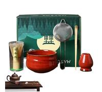 Matcha Whisk Set, Bamboo Scoop Bowl Holder Spoon Kit, 5.12x3.15 Inches Portable & Versatile Application, Minimalist Preparation for Japanese Tea Tool Gift Ceremony Kitchen Holiday Home Family Friends