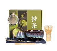 Matcha Whisk Set, Japanese Tea Bowl Kit, Bamboos Whisk Scoop, Handcrafted Ceramic Bowl Ideal with Spoon and Holder for Morning Ritual and Meditation, 2.56x2.99 Inches