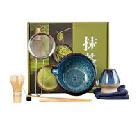 Matcha Whisk Set, Responsive Tea Bowl, Grasswood Mixing Utensils, Interactive Handcrafted Ceremony Tools, Calmness Ritual Kit for Morning Wellness, Meditation, and Home Practice 2.36x4.49 Inches