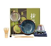 Matcha Whisk Set, Responsive Tea Bowl, Grasswood Mixing Utensils, Interactive Handcrafted Ceremony Tools, Calmness Ritual Kit for Morning Wellness, Meditation, and Home Practice 2.36x4.49 Inches