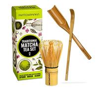 MATCHAMAKA Set da tè con frusta Matcha, frusta giapponese (Chasen), paletta tradizionale (chashaku), cucchiaino da tè - Il perfetto set per cerimonia del tè verde Matcha - Kit tradizionale per tè