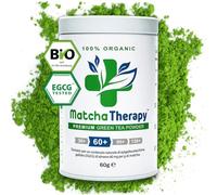 MatchaTherapy 60+ | Tè Matcha 100% Biologico | 60g | Almeno 60 mg/g di contenuto di catechina EGCG testato | Migliora sistema immunitario & livello di energia | Grado Premium | Tè verde dal Giappone