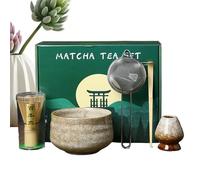 matchaWhisk Set - 5-Piece matchaBowl And Whisk Set Tea Making Kit Japanese Style matchaMaker Ceramic Bowl Bamboo Whisk Durable Practical Kitchen Accessory | Perfect matchaSet For Home