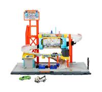 Matchbox - Autolavaggio Cyclone, Set con Pista, Auto da Corsa e carro Attrezzi Inclusi, Tunnel di Lavaggio Rotante, Officina Meccanica e parcheggio, Giocattolo per Bambini, 3+ Anni, JGB68