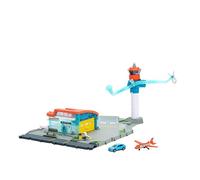 Matchbox - Decollo in Aeroporto, playset con torre di controllo e controller, pista, hangar e due veicoli, include un aereo e 1 Audi in scala 1:64, giocattolo per bambini, 3+ anni, JBW37