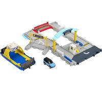 Matchbox - Matchbox Scalo Traghetti, traghetto removibile su ruote, funzioni attivabili sia dalle macchinine che dai bambini, include veicolo Land Rover Matchbox, giocattolo per bambini 3+ Anni, HMH29