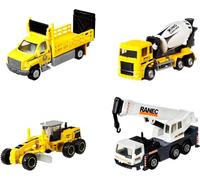 Matchbox - Mezzi da Lavoro, Confezione da 4 Veicoli di Grandi Dimensioni con