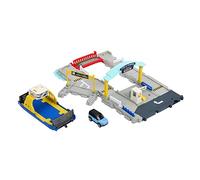 Matchbox - Matchbox Scalo Traghetti, traghetto removibile su ruote, funzioni attivabili sia dalle macchinine che dai bambini, include veicolo Land Rover Matchbox, giocattolo per bambini 3+ Anni, HMH29