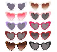 Matcheck Confezione da 10 occhiali da sole a forma di cuore per donne occhiali da sole a forma di cuore multicolore per addio al nubilato accessori per matrimoni Bulk Pack occhiali