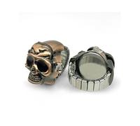 (Matches the image, pack-3) Skull Vintage Bronze Flip Ghost Head Ring Watch