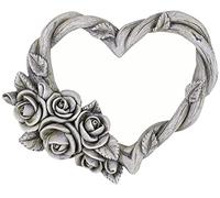 matches21 Bella decorazione per tomba a forma di cuore in grigio resistente alle intemperie come decorazione per sepoltura - Cuore con rosa per cimitero in pietra artificiale - Decorazione per tomba