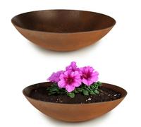 Matches21 - Ciotole decorative per esterni, 2 grandi dimensioni XXL, effetto ruggine, effetto metallo, per fiori, 45 cm, per fiori, bonsai o cimitero