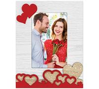 matches21 - Cornice in legno 3D, motivo a cuori, formato verticale, 1 pezzo, 10 x 15 cm
