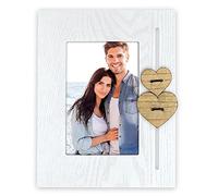 matches21 - Cornice portafoto in legno con due cuori marrone, 13 x 18 cm
