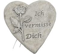 matches21 Cuore con rosa e scritta ICH VERMISSE Dich - Cuore decorativo con filo a incastro, 1 pezzo, 12,5 x 11,7 x 1,6 cm