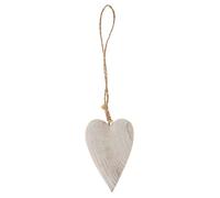 matches21 Cuore in legno da appendere con cordino, decorazione a forma di cuore, decorazione da appendere, in legno, bianco, 1 pezzo, 7 x 2 x 10-29 cm