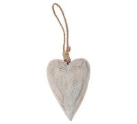 matches21 Cuore in legno da appendere con cordino, decorazione a forma di cuore, decorazione da appendere, in legno, bianco, 1 pezzo, 10 x 2 x 15 - 30 cm