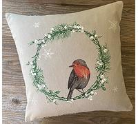 matches21 - Federa per cuscino Leila con uccellini e ghirlanda, motivo a quadri, stampa allover verde, bianco, 30 x 30 cm, in cotone