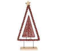 matches21 HOME & HOBBY Albero di Natale decorativo in metallo con cordoncino di carta e base in legno bordeaux, 56 cm, decorazione natalizia boho per la casa