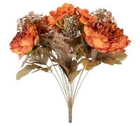 matches21 HOME & HOBBY Bouquet di rose inglesi, 47 cm, effetto secco, arancione - fiori artificiali come veri per la decorazione autunnale