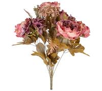 matches21 HOME & HOBBY Bouquet di rose inglesi, 47 cm, effetto secco, viola - fiori artificiali come veri per la decorazione autunnale