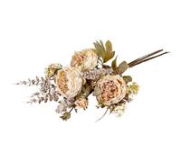 matches21 HOME & HOBBY Bouquet di rose inglesi, 59 cm, bianco crema con eucalipto, fiori artificiali come veri per la decorazione autunnale