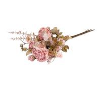 matches21 HOME & HOBBY Bouquet di rose inglesi, 59 cm, rosa antico con eucalipto, fiori artificiali come veri per la decorazione autunnale