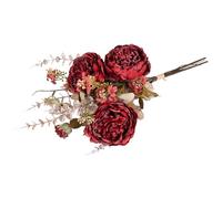 matches21 HOME & HOBBY Bouquet di rose inglesi, 59 cm, rosso con eucalipto, fiori artificiali come veri per la decorazione autunnale